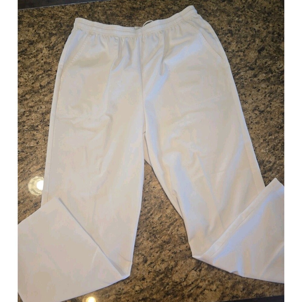 VTG Koret Francisca Women Pants Size 16 White Stretch High Rise ElasticWaist